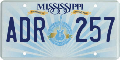 MS license plate ADR257