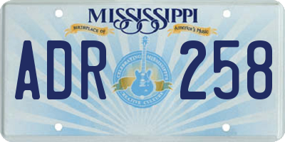 MS license plate ADR258