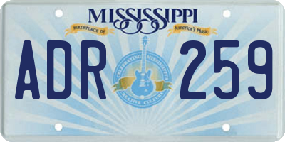 MS license plate ADR259
