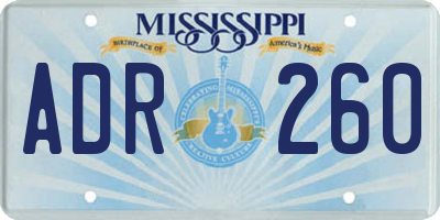 MS license plate ADR260
