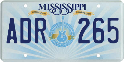 MS license plate ADR265