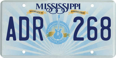 MS license plate ADR268