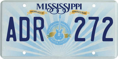 MS license plate ADR272