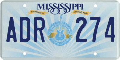 MS license plate ADR274