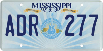 MS license plate ADR277