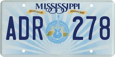 MS license plate ADR278