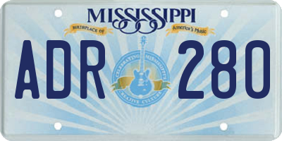 MS license plate ADR280