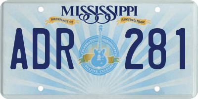 MS license plate ADR281