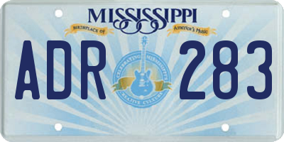 MS license plate ADR283