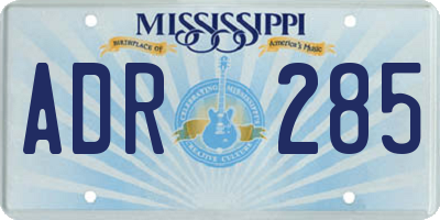 MS license plate ADR285