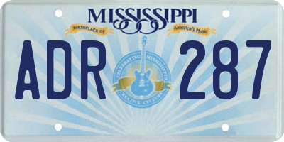 MS license plate ADR287