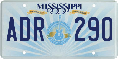 MS license plate ADR290
