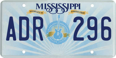 MS license plate ADR296