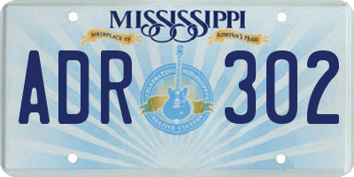 MS license plate ADR302