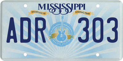 MS license plate ADR303