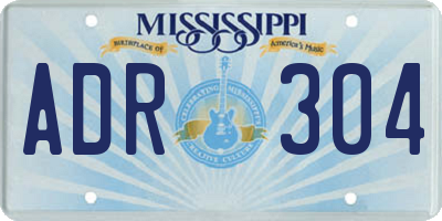 MS license plate ADR304