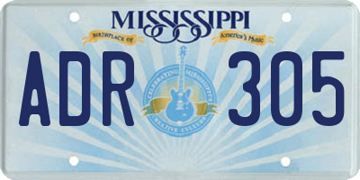 MS license plate ADR305