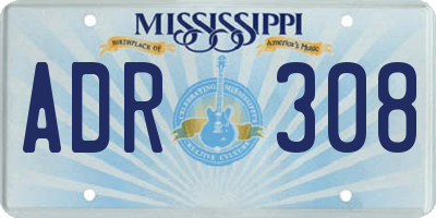 MS license plate ADR308