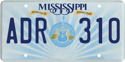 MS license plate ADR310