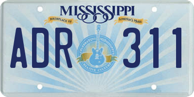 MS license plate ADR311