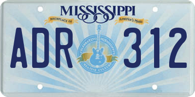 MS license plate ADR312