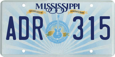 MS license plate ADR315