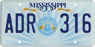 MS license plate ADR316