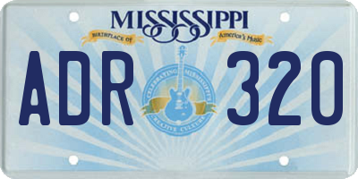 MS license plate ADR320