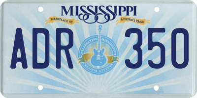 MS license plate ADR350
