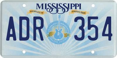 MS license plate ADR354