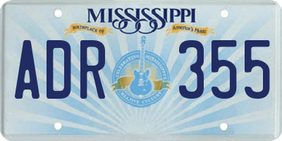 MS license plate ADR355