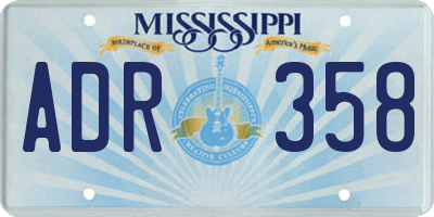 MS license plate ADR358