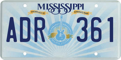 MS license plate ADR361