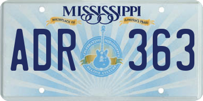 MS license plate ADR363