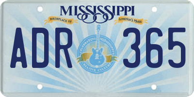 MS license plate ADR365