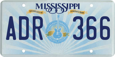 MS license plate ADR366
