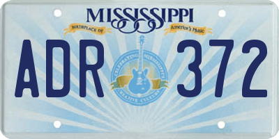 MS license plate ADR372