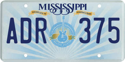 MS license plate ADR375