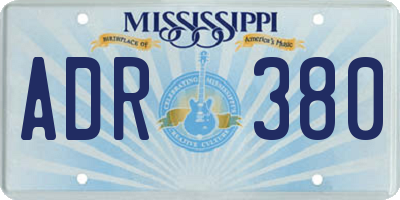 MS license plate ADR380