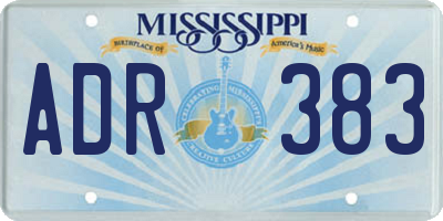 MS license plate ADR383