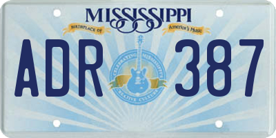 MS license plate ADR387