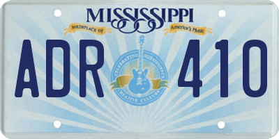 MS license plate ADR410