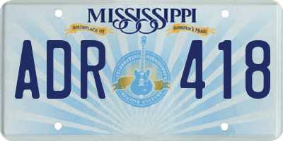 MS license plate ADR418