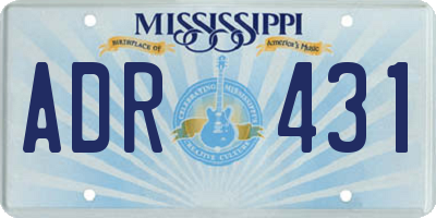 MS license plate ADR431