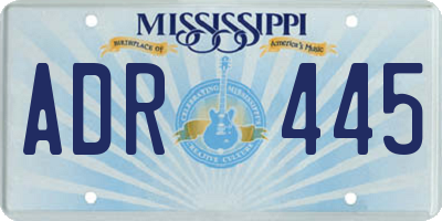 MS license plate ADR445