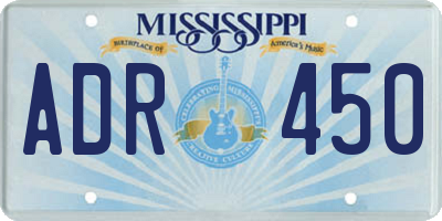 MS license plate ADR450