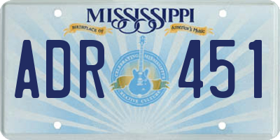 MS license plate ADR451