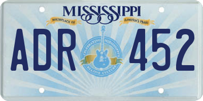 MS license plate ADR452