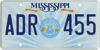 MS license plate ADR455