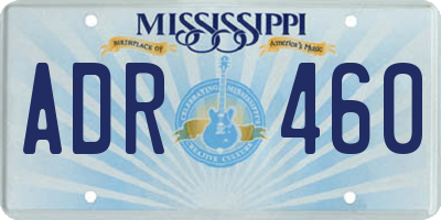 MS license plate ADR460